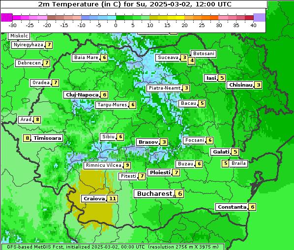 Temperatur, 2. 3. 2025