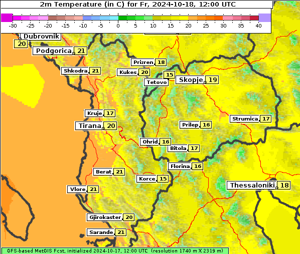 Temperatur, 18. 10. 2024