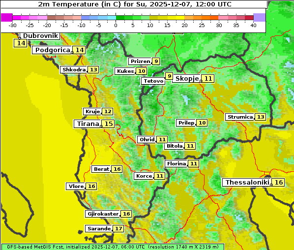 Temperatur, 7. 12. 2025