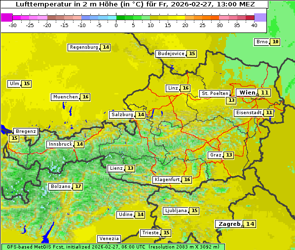 Temperatur, 27. 2. 2026