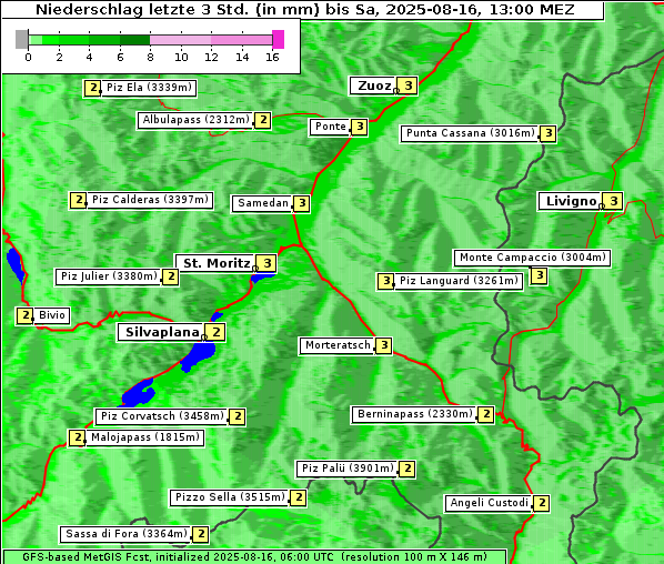Niederschlag, 16. 8. 2025
