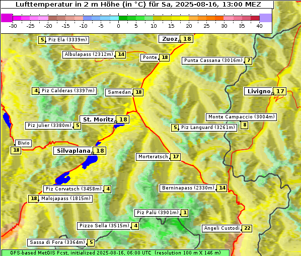 Temperatur, 16. 8. 2025