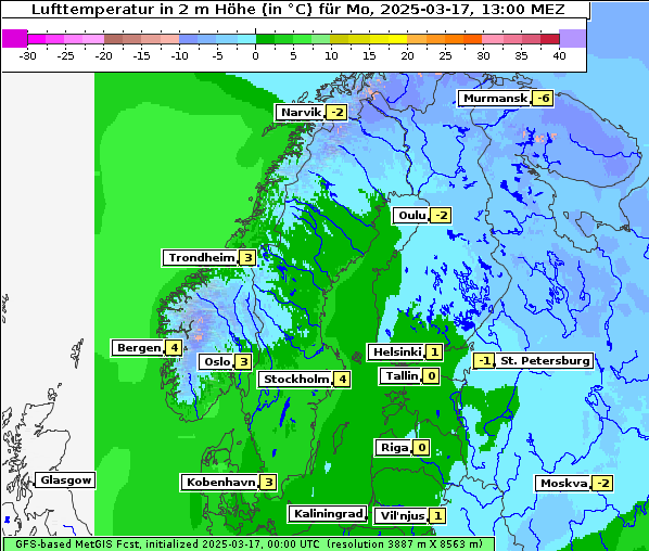 Temperatur, 17. 3. 2025