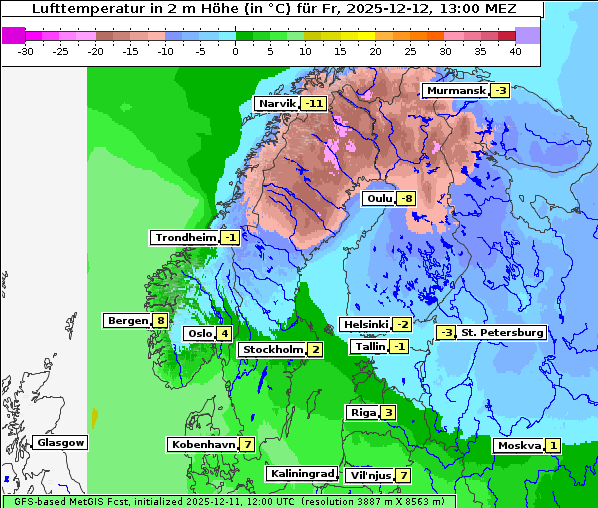 Temperatur, 12. 12. 2025