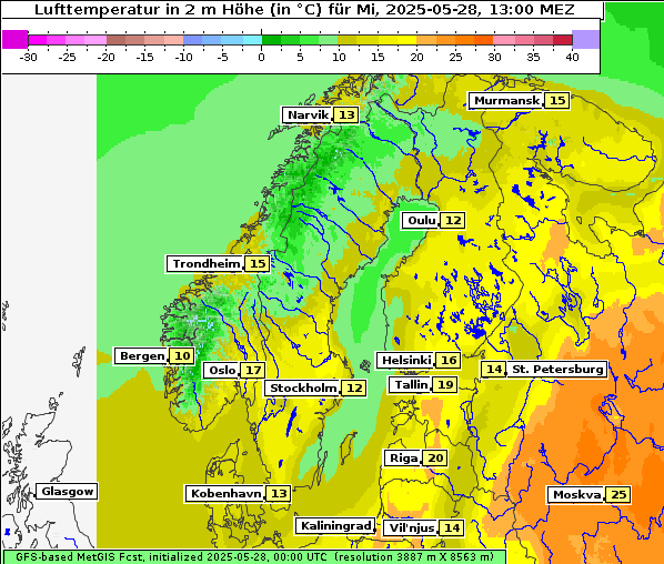 Temperatur, 28. 5. 2025