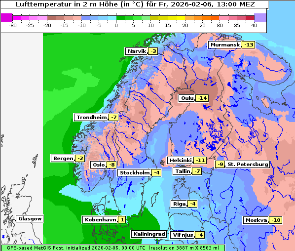 Temperatur, 6. 2. 2026
