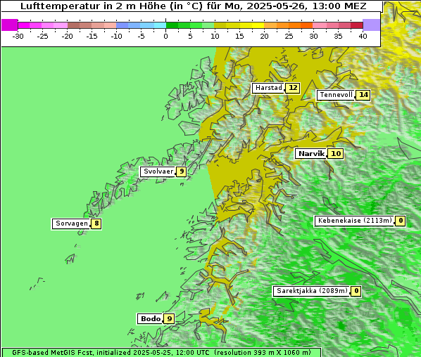 Temperatur, 26. 5. 2025