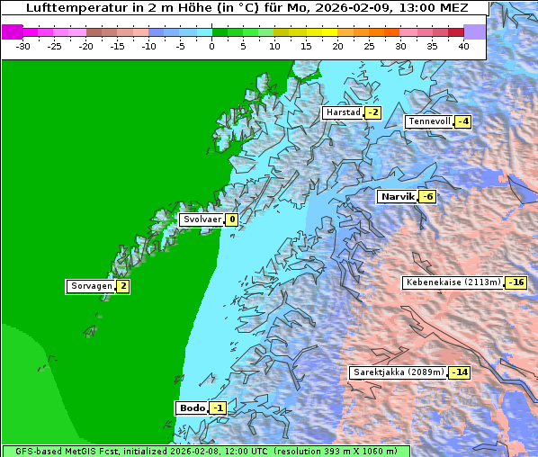 Temperatur, 9. 2. 2026