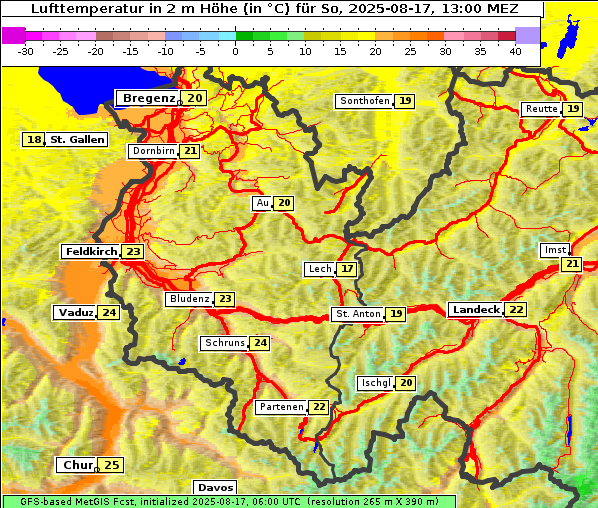 Temperatur, 17. 8. 2025