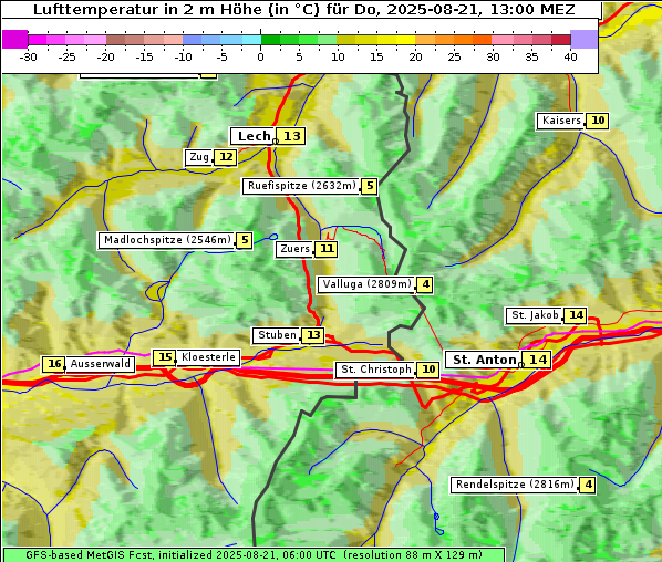 Temperatur, 21. 8. 2025