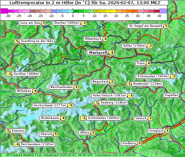 Temperatur, 7. 2. 2026