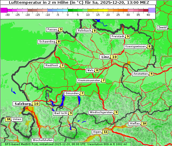 Temperatur, 20. 12. 2025