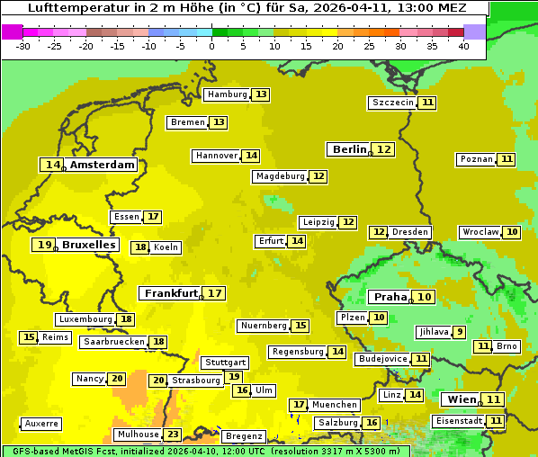 Temperatur, 11. 4. 2026