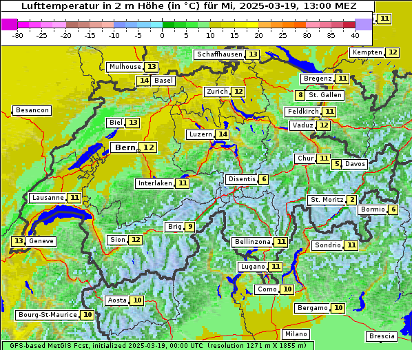 Temperatur, 19. 3. 2025