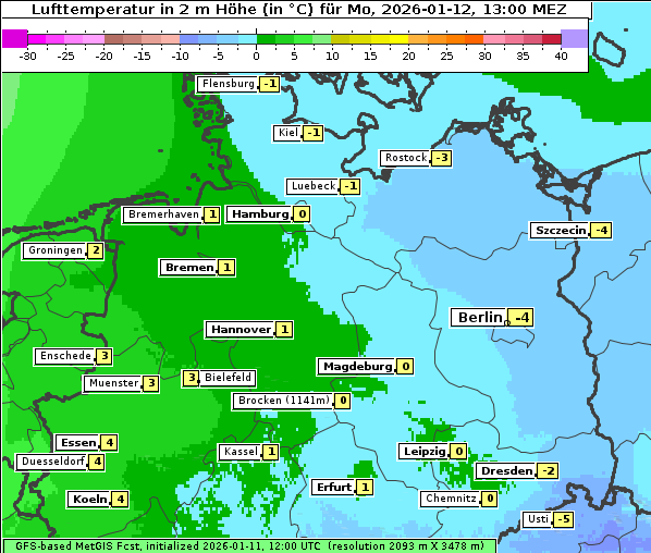 Temperatur, 12. 1. 2026