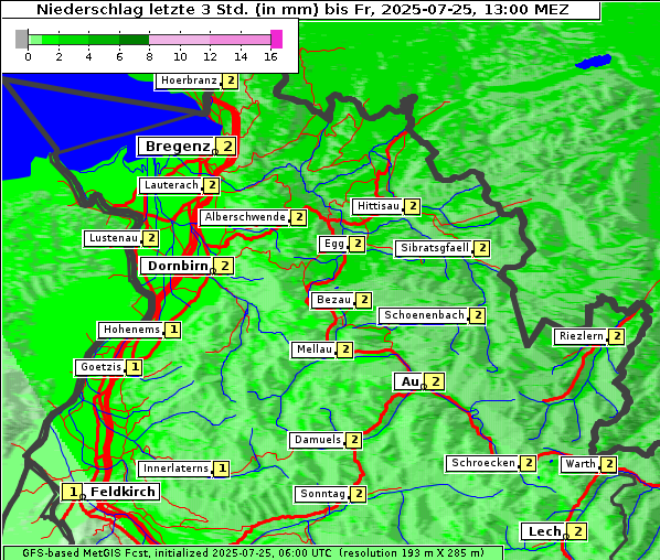 Niederschlag, 25. 7. 2025