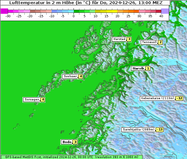 Temperatur, 26. 12. 2024