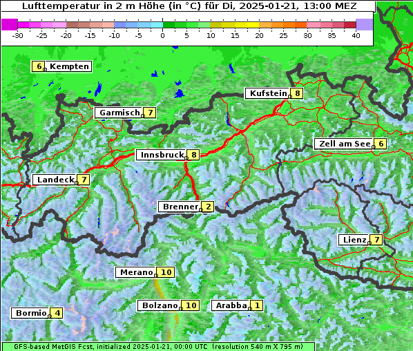 Temperatur, 21. 1. 2025