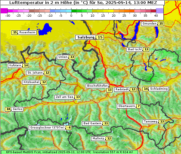 Temperatur, 14. 9. 2025