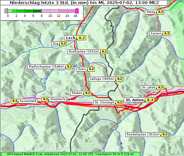Niederschlag, 2. 7. 2025