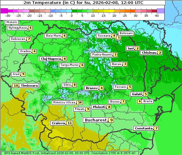 Temperatur, 8. 2. 2026