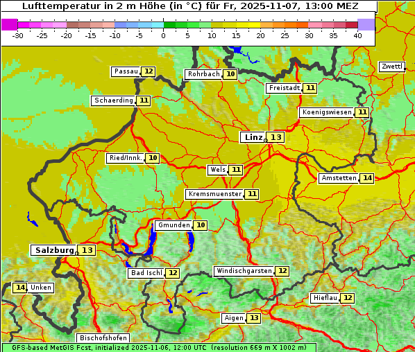 Temperatur, 7. 11. 2025
