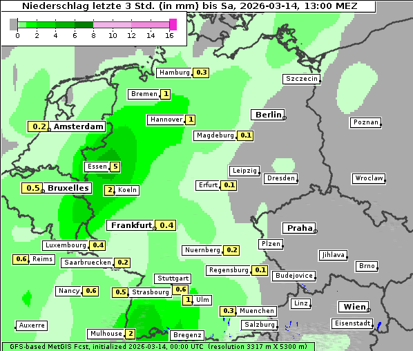 Niederschlag, 14. 3. 2026