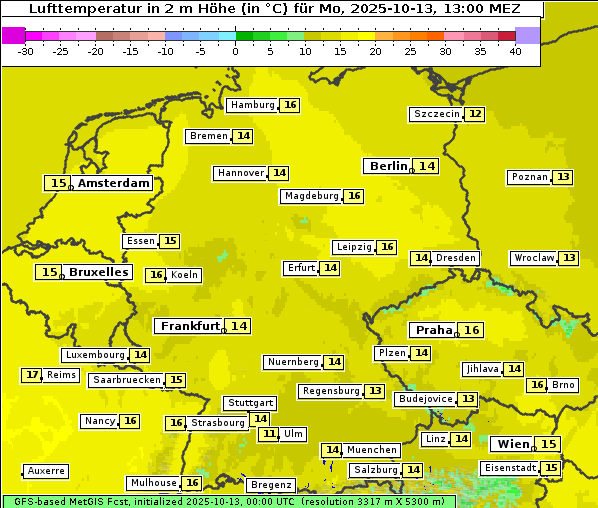 Temperatur, 13. 10. 2025