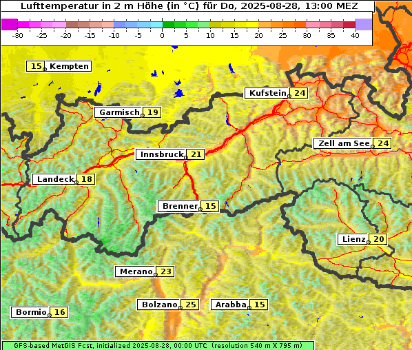 Temperatur, 28. 8. 2025