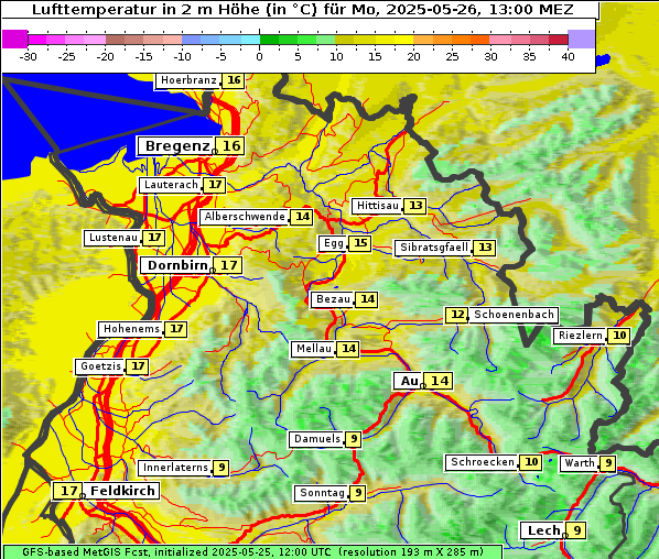 Temperatur, 26. 5. 2025