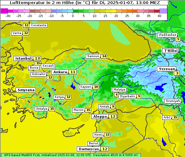 Temperatur, 7. 1. 2025