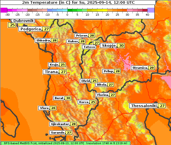 Temperatur, 14. 9. 2025