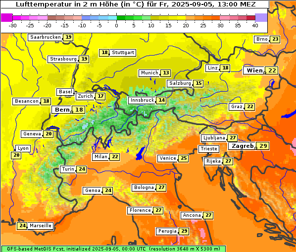 Temperatur, 5. 9. 2025