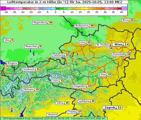 Temperatur, 25. 10. 2025