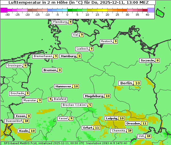 Temperatur, 11. 12. 2025