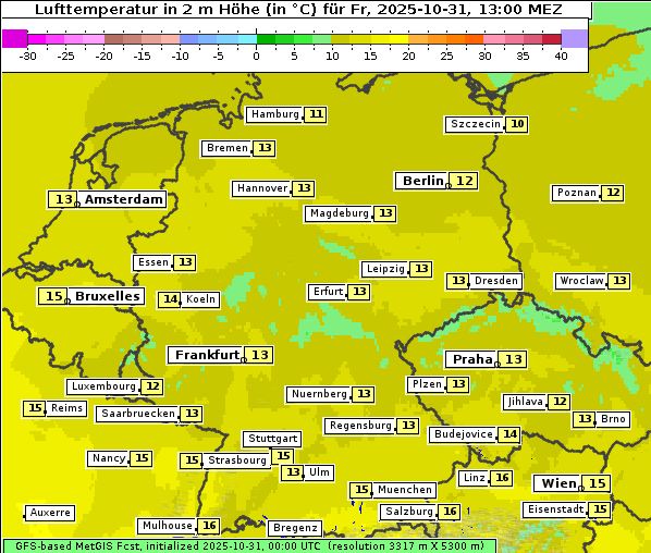 Temperatur, 31. 10. 2025