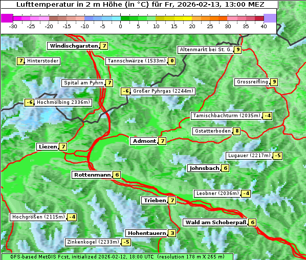 Temperatur, 13. 2. 2026