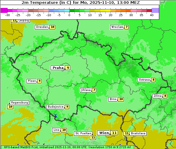 Temperatur, 10. 11. 2025