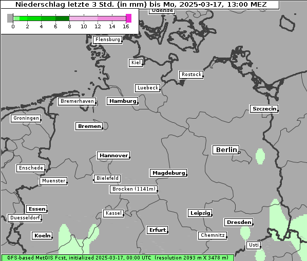 Niederschlag, 17. 3. 2025
