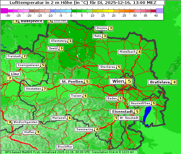Temperatur, 16. 12. 2025