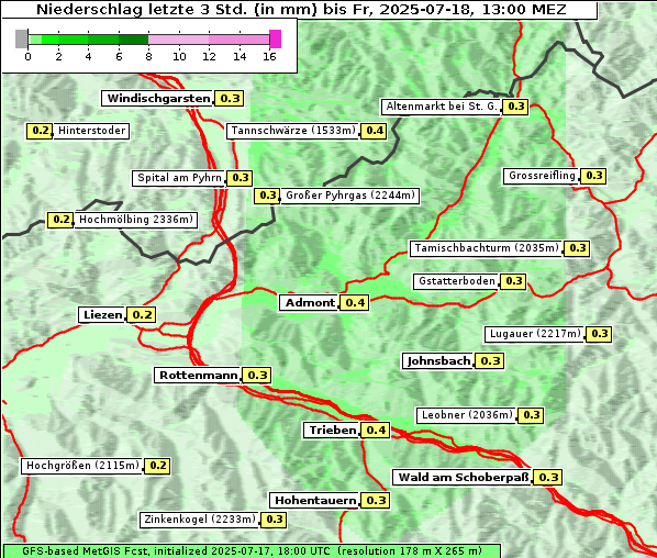 Niederschlag, 18. 7. 2025
