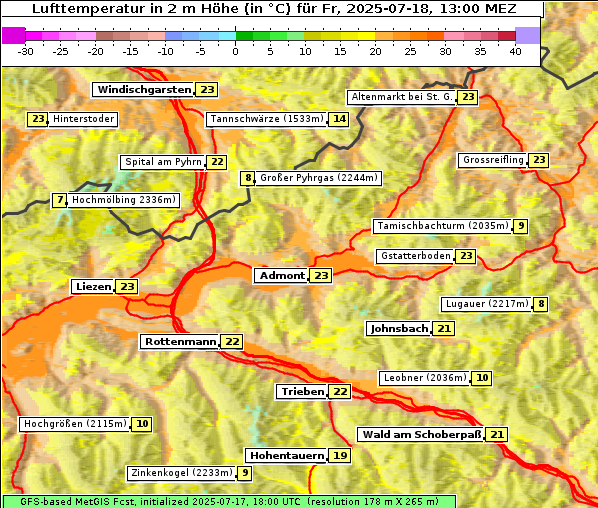 Temperatur, 18. 7. 2025