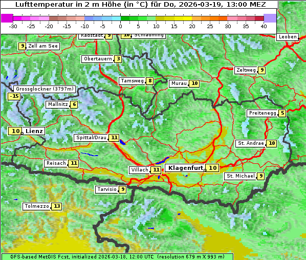 Temperatur, 19. 3. 2026