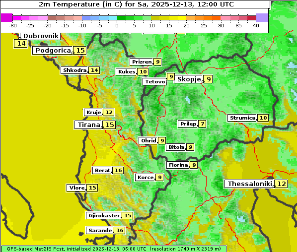 Temperatur, 13. 12. 2025