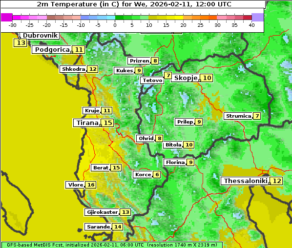 Temperatur, 11. 2. 2026