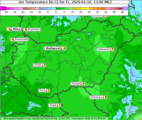 Temperatur, 10. 1. 2025