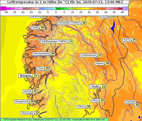Temperatur, 13. 7. 2025