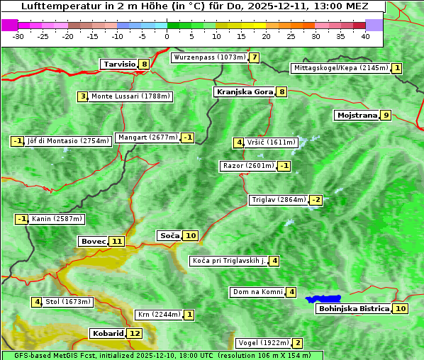 Temperatur, 11. 12. 2025
