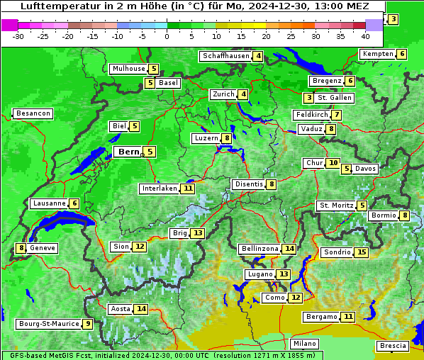 Temperatur, 30. 12. 2024