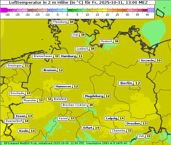 Temperatur, 31. 10. 2025